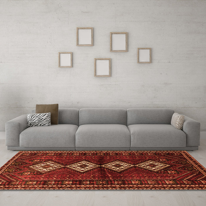 Machine Washable Persian Orange Traditional Area Rugs in a Living Room, wshtr642org
