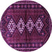 Round Machine Washable Persian Purple Traditional Area Rugs, wshtr642pur