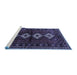 Sideview of Machine Washable Persian Blue Traditional Rug, wshtr642blu