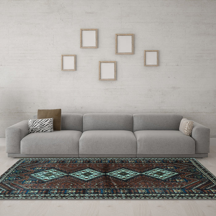 Machine Washable Persian Light Blue Traditional Rug in a Living Room, wshtr642lblu