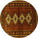 Round Persian Yellow Traditional Rug, tr642yw