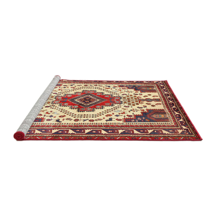 Sideview of Machine Washable Traditional Fire Brick Red Rug, wshtr643