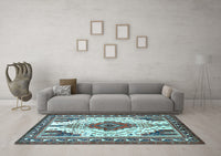 Machine Washable Persian Light Blue Traditional Rug, wshtr643lblu