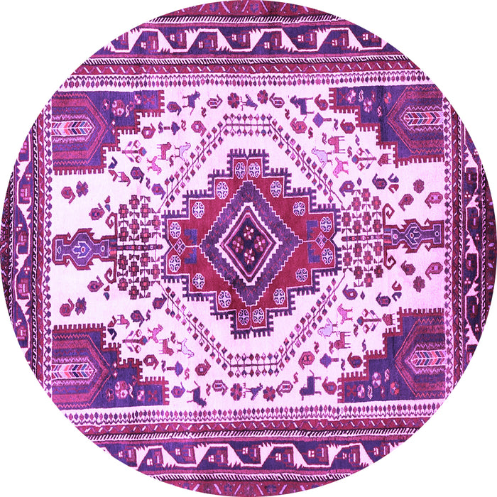 Round Persian Purple Traditional Rug, tr643pur