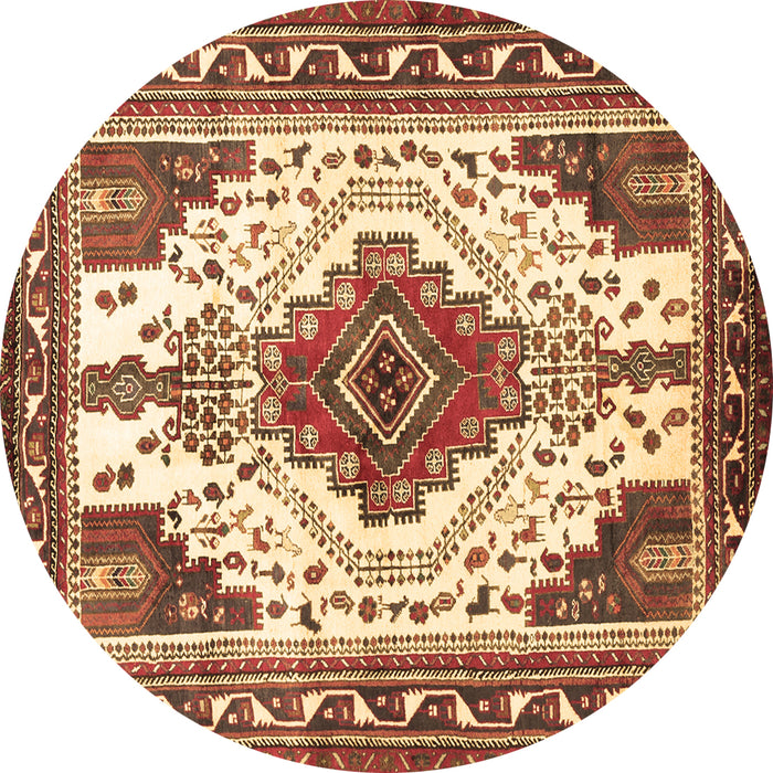 Round Persian Brown Traditional Rug, tr643brn