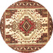 Round Persian Brown Traditional Rug, tr643brn