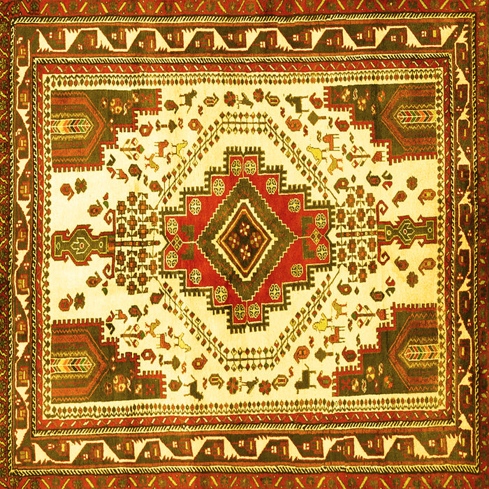 Square Machine Washable Persian Yellow Traditional Rug, wshtr643yw