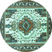 Round Machine Washable Persian Turquoise Traditional Area Rugs, wshtr643turq