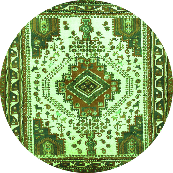 Square Persian Green Traditional Rug, tr643grn