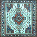 Square Machine Washable Persian Light Blue Traditional Rug, wshtr643lblu