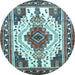 Round Persian Light Blue Traditional Rug, tr643lblu