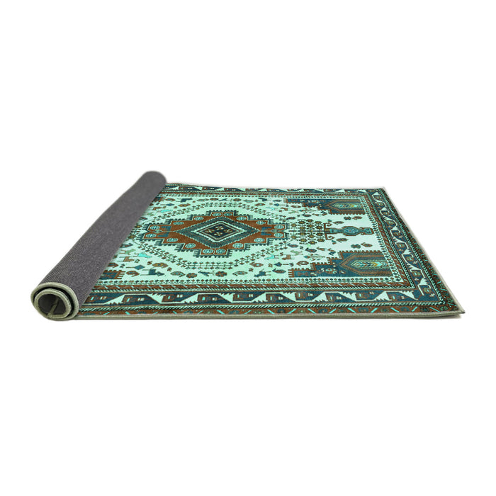 Sideview of Persian Turquoise Traditional Rug, tr643turq