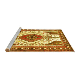 Sideview of Machine Washable Persian Yellow Traditional Rug, wshtr643yw