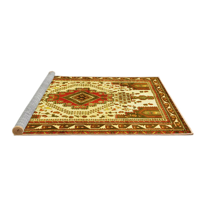 Sideview of Machine Washable Persian Yellow Traditional Rug, wshtr643yw