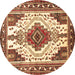 Round Machine Washable Persian Brown Traditional Rug, wshtr643brn