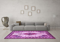 Machine Washable Persian Purple Traditional Rug, wshtr643pur