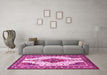 Machine Washable Persian Pink Traditional Rug in a Living Room, wshtr643pnk