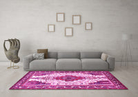 Machine Washable Persian Pink Traditional Rug, wshtr643pnk