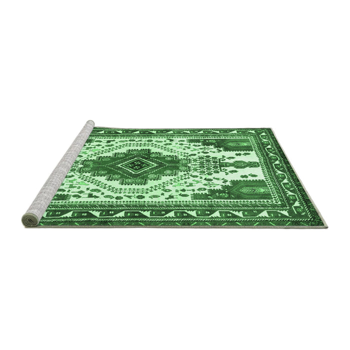 Sideview of Machine Washable Persian Emerald Green Traditional Area Rugs, wshtr643emgrn