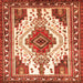 Round Machine Washable Persian Orange Traditional Area Rugs, wshtr643org