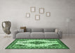 Machine Washable Persian Emerald Green Traditional Area Rugs in a Living Room,, wshtr643emgrn