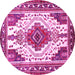 Round Machine Washable Persian Pink Traditional Rug, wshtr643pnk