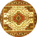 Round Persian Yellow Traditional Rug, tr643yw