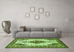 Machine Washable Persian Green Traditional Area Rugs in a Living Room,, wshtr643grn