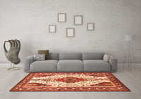 Machine Washable Persian Orange Traditional Rug, wshtr643org