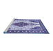 Sideview of Machine Washable Persian Blue Traditional Rug, wshtr643blu