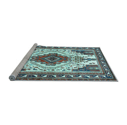 Sideview of Machine Washable Persian Light Blue Traditional Rug, wshtr643lblu