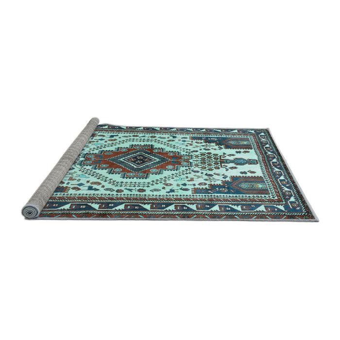 Sideview of Machine Washable Persian Light Blue Traditional Rug, wshtr643lblu