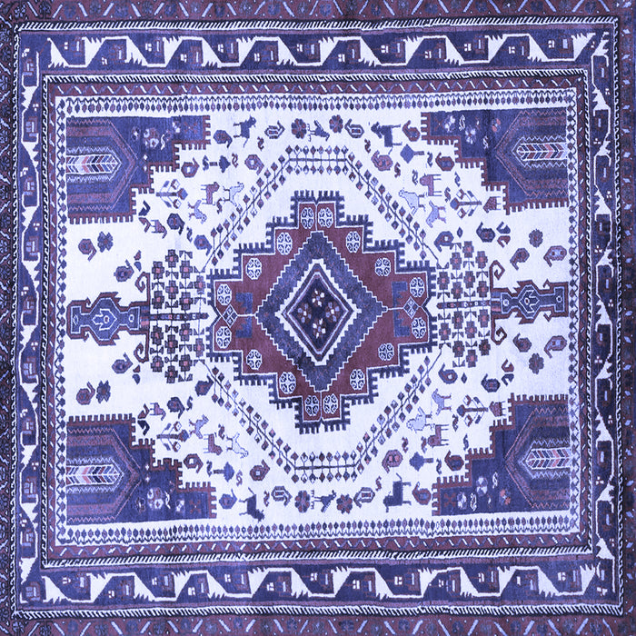 Square Machine Washable Persian Blue Traditional Rug, wshtr643blu