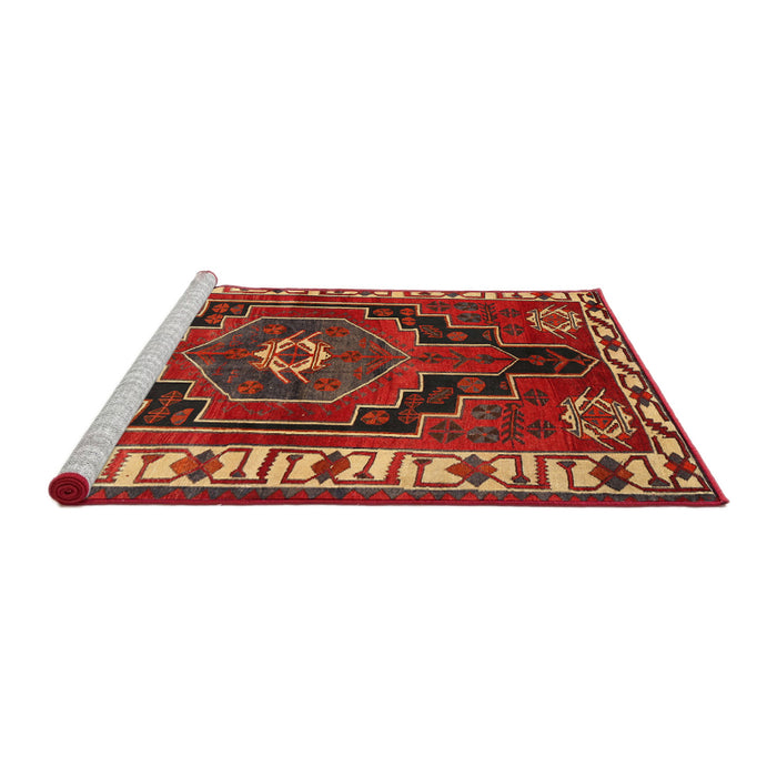 Sideview of Machine Washable Traditional Red Rug, wshtr644