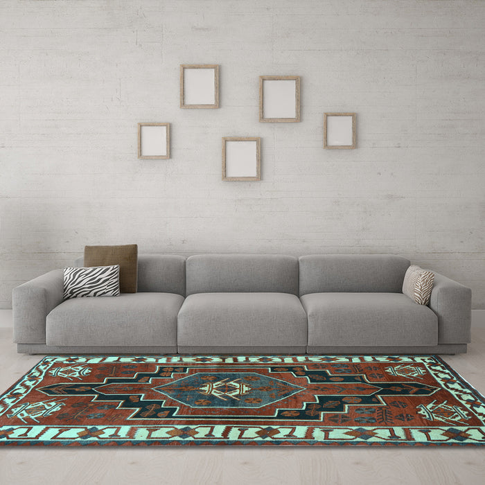 Machine Washable Persian Light Blue Traditional Rug in a Living Room, wshtr644lblu