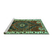 Sideview of Machine Washable Persian Turquoise Traditional Area Rugs, wshtr644turq