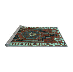 Sideview of Machine Washable Persian Light Blue Traditional Rug, wshtr644lblu