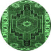 Round Persian Emerald Green Traditional Rug, tr644emgrn