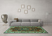 Machine Washable Persian Turquoise Traditional Area Rugs in a Living Room,, wshtr644turq