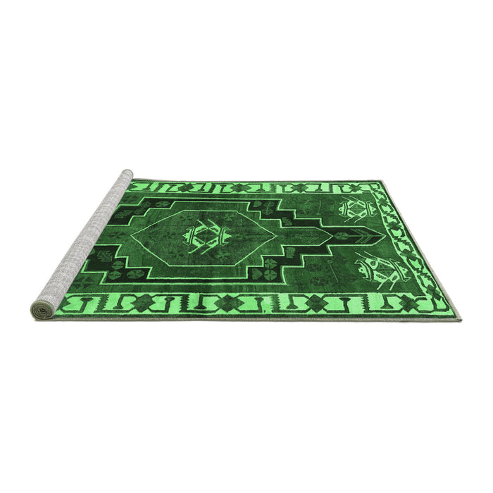 Sideview of Machine Washable Persian Emerald Green Traditional Area Rugs, wshtr644emgrn