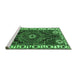 Sideview of Machine Washable Persian Emerald Green Traditional Area Rugs, wshtr644emgrn