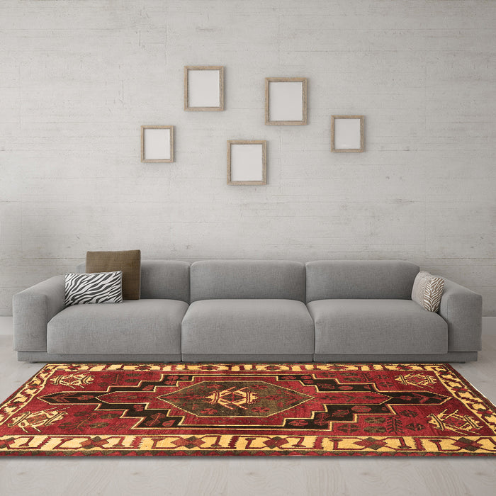 Machine Washable Persian Brown Traditional Rug in a Living Room,, wshtr644brn