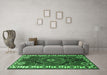 Machine Washable Persian Emerald Green Traditional Area Rugs in a Living Room,, wshtr644emgrn