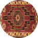 Round Persian Brown Traditional Rug, tr644brn