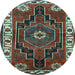 Round Persian Light Blue Traditional Rug, tr644lblu