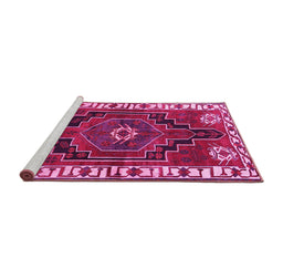 Sideview of Machine Washable Persian Pink Traditional Rug, wshtr644pnk