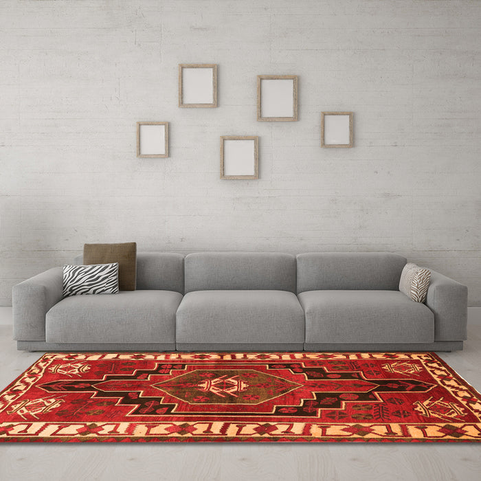 Machine Washable Persian Orange Traditional Area Rugs in a Living Room, wshtr644org