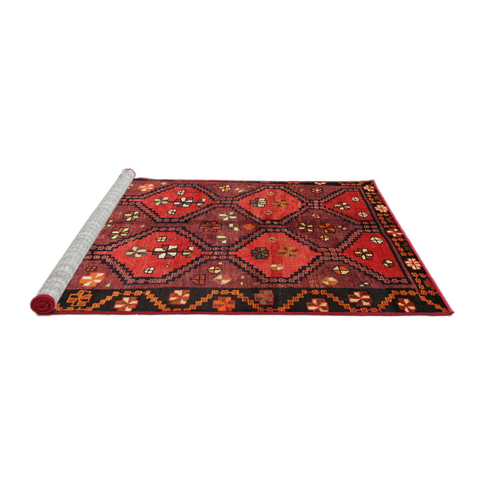 Sideview of Machine Washable Traditional Tomato Red Rug, wshtr645