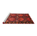 Sideview of Machine Washable Traditional Tomato Red Rug, wshtr645