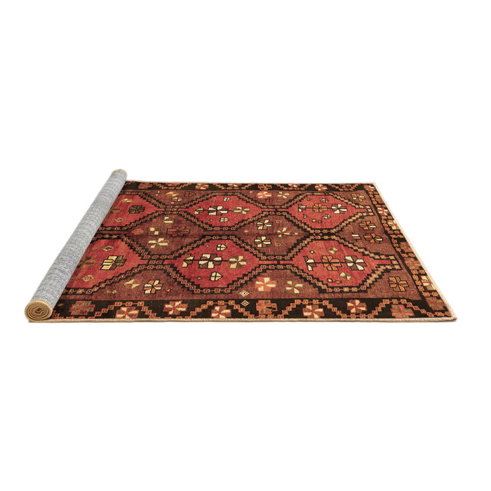 Sideview of Machine Washable Persian Brown Traditional Rug, wshtr645brn